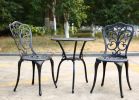 Patio Bistro Set 3 Pieces; All Weather Cast Aluminum Outdoor Patio Table and Chairs with Umbrella Hole Your Backyard; Garden; or Balcony