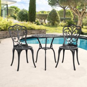 Patio Bistro Set 3 Pieces; All Weather Cast Aluminum Outdoor Patio Table and Chairs with Umbrella Hole Your Backyard; Garden; or Balcony