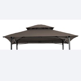 8x5Ft Grill Gazebo Replacement Canopy; Double Tiered BBQ Tent Roof Top Cover