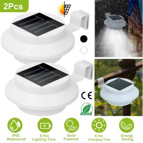 2Pcs Solar Powered Gutter Lights Outdoor IP65 Waterproof Dusk to Dawn Sensor Security Lamps