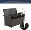 Patio Wicker Storage Bench Outdoor Rattan Deck Storage Box with Cushion