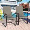 Outdoor Spring Motion Dining Bistro Chairs with Textilene Steel Frame Set of 2