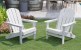 Folding Adirondack Chair Outdoor; Poly Lumber Weather Resistant Patio Chairs for Garden; Deck; Backyard; Lawn Furniture; Easy Maintenance & Classic Ad