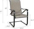 Outdoor Spring Motion Dining Bistro Chairs with Textilene Steel Frame Set of 2