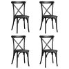 Resin Cross Back Chair for dinning room, wedding, commercial use, 4-pack, Black