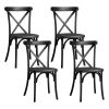 Resin Cross Back Chair for dinning room, wedding, commercial use, 4-pack, Black