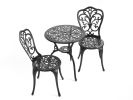 Patio Bistro Set 3 Pieces; All Weather Cast Aluminum Outdoor Patio Table and Chairs with Umbrella Hole Your Backyard; Garden; or Balcony