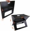 YSSOA 20&rdquo; Portable Grill Charcoal Barbecue Grill; Folding Grill Notebook Shape; Detachable Collapsible; Mini Tabletop Camping Grill BBQ; Black