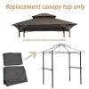 8x5Ft Grill Gazebo Replacement Canopy; Double Tiered BBQ Tent Roof Top Cover