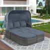 Outdoor Patio Furniture Set Daybed Sunbed with Retractable Canopy Conversation Set Wicker Furniture