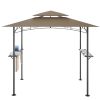 8 x 5 FT Grill Pergola Tent with Air Vent Double Tiered BBQ Gazebo Outdoor Barbecue Canopy, Khaki/Gray