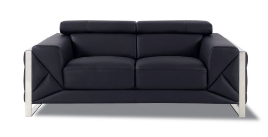 Global United Top Grain Italian Leather Loveseat (Color: as Pic)