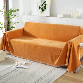 Chenille Couch Cover Universal Sofa Cover Sofa Slipcover for Pets Dogs Cats (Color: Orange, size: 71 x118 in)