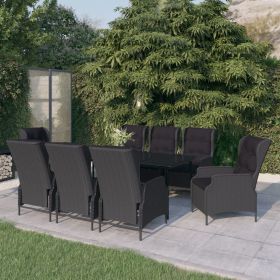 9 Piece Patio Dining Set Dark Gray (Color: Gray)