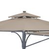 Patio 9.8ft.L x 9.8ft.W Gazebo with Extended Side Shed/Awning and LED Light for Backyard,Poolside, Deck, Brown