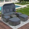 Outdoor Patio Furniture Set Daybed Sunbed with Retractable Canopy Conversation Set Wicker Furniture