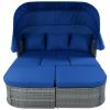 Outdoor Patio Furniture Set Daybed Sunbed with Retractable Canopy Conversation Set Wicker Furniture