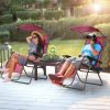 Folding Recliner Lounge Chair with Shade Canopy Cup Holder