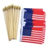 100 pcs Handheld American flag; Hand-waved flag; Independence Day flag; wooden or plastic flagpole; American flag; 14 * 21cm